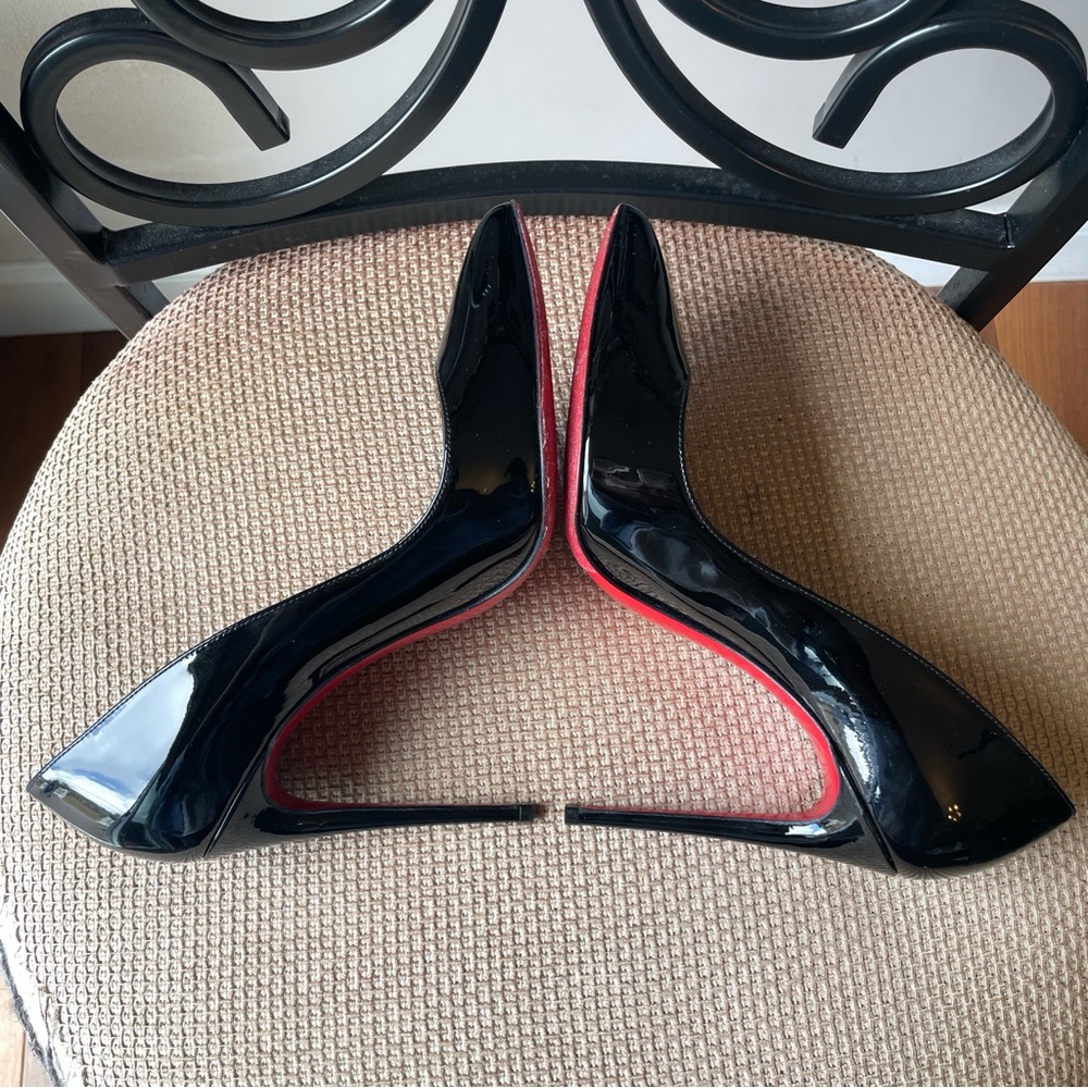 Christian Louboutin Pigalle Follies 100mm Black Patent • EU 37.5